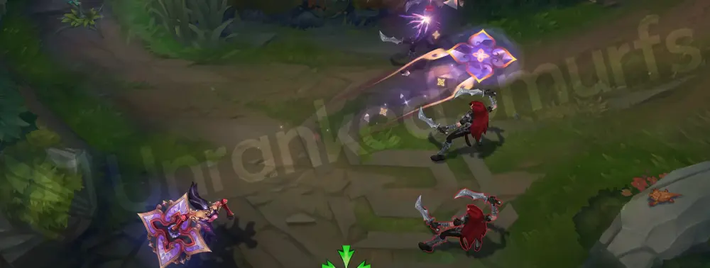 Prestige Mythmaker Sivir Q – Boomerang Blade return sweep with bright gold sparkles and drifting petals