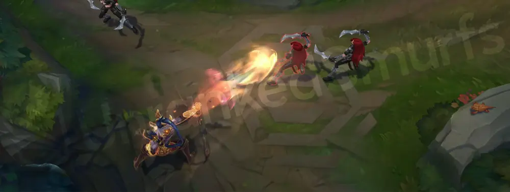 Prestige Nightbringer Lee Sin Q - Sonic Wave golden projectile with dark sigils