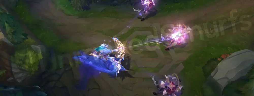 Prestige Porcelain Kindred Q - Dance of Arrows follow-up arrows with purple-gold glimmering trails