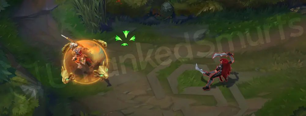 Primal Ambush Riven E - Valor shield with earthy glow