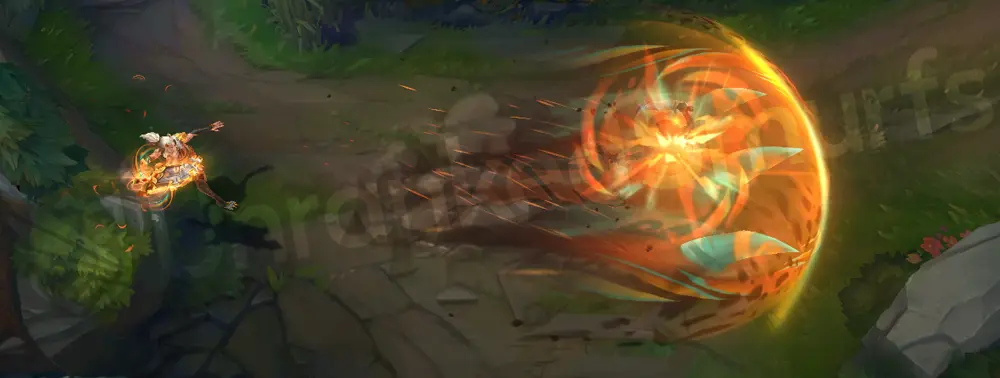 Primal Ambush Riven R - Wind Slash cast with green undertones