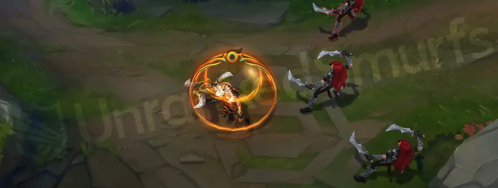 Primal Ambush Sivir E - Spell Shield activation with earthy-green shimmer, frame 1