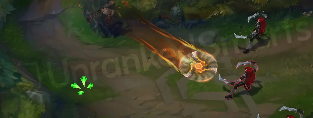 Primal Ambush Sivir Q - Boomerang Blade with claw-slashed orange trail, phase 1