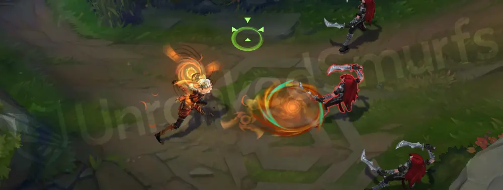Primal Ambush Sivir W - projectile hop with earthy sparks, frame 2