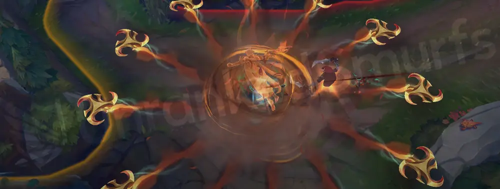 Primal Ambush Talon R activation with swirling blades in orange and brown