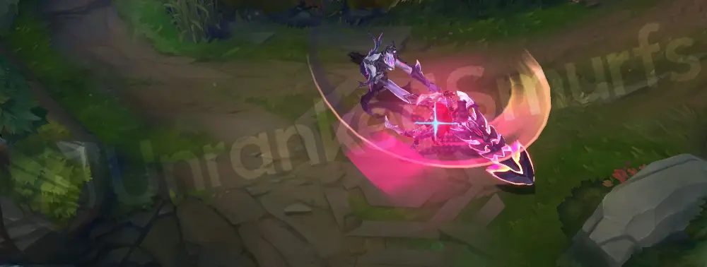 Primordian Aatrox basic attack animation (beasc) with cyan slash and spray