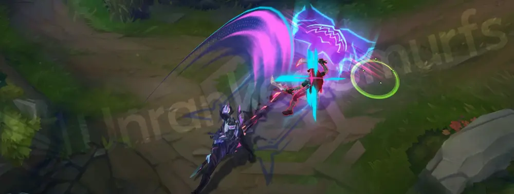 Primordian Aatrox Q Part 2 – follow-up slam with pink and cyan bite effect
