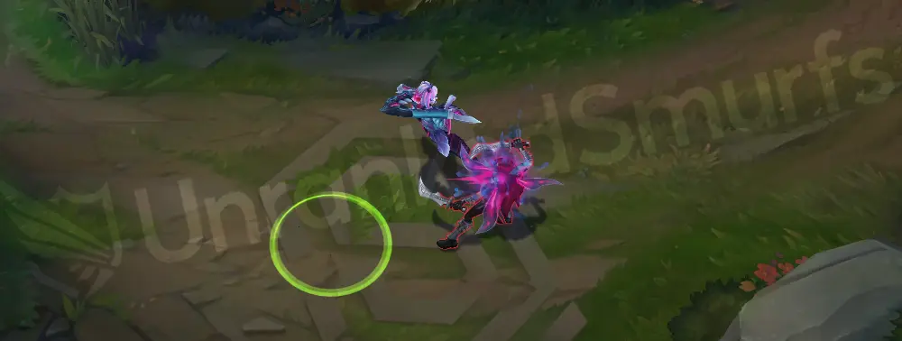 Primordian Briar basic attack trail with cyan swipe and pink spark