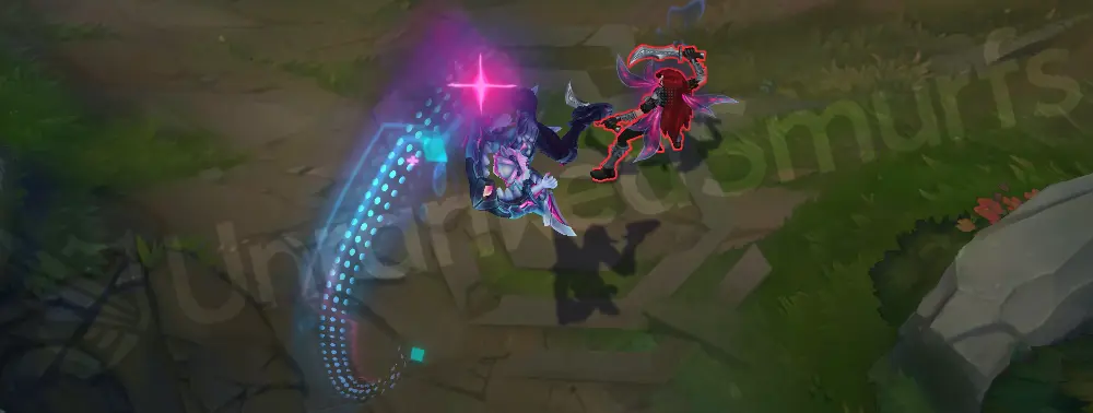 Primordian Briar Q cast animation with cyan and pink burst on engage