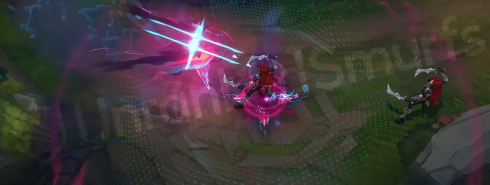 Primordian Briar R aftermath showing lingering cyan mist and shards