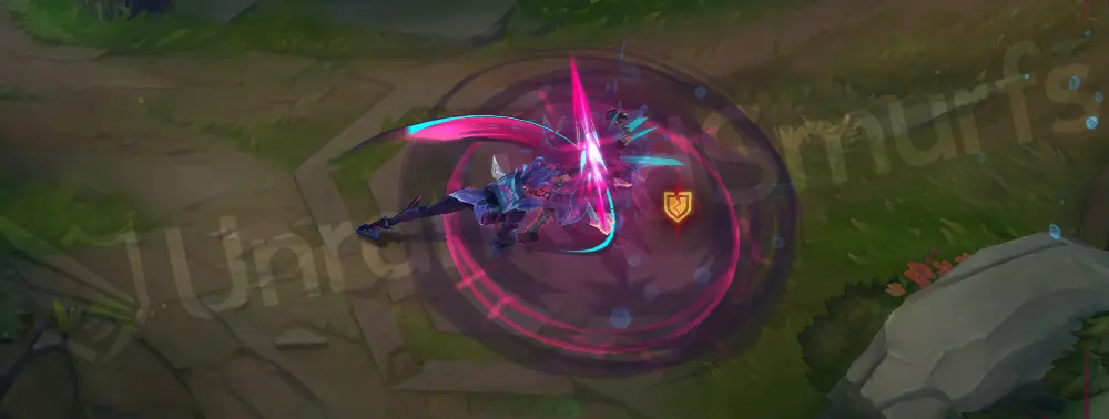 Primordian Briar W frenzy visuals with pink-cyan energy build-up