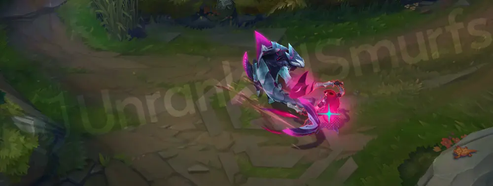 Primordian Rek'Sai basic attack animation with neon-pink slashes