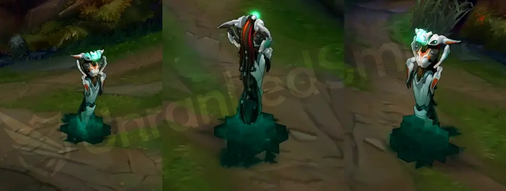 Program Lissandra in-game overview showing white-and-teal android armor with cyan visor