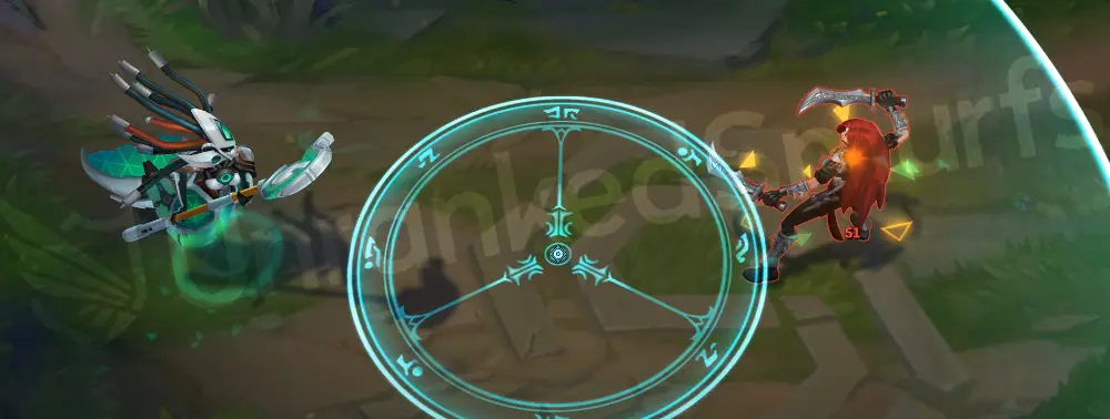 Program Nami basic attack frame showing neon fins and digital projectile