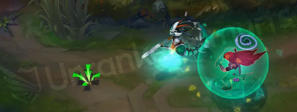 Program Nami Q - Aqua Prison with holographic grid bubble in neon teal/orange