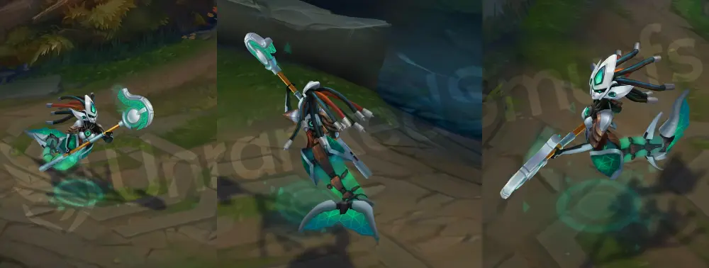 Program Nami skin overview with teal cybernetic body and scythe-staff