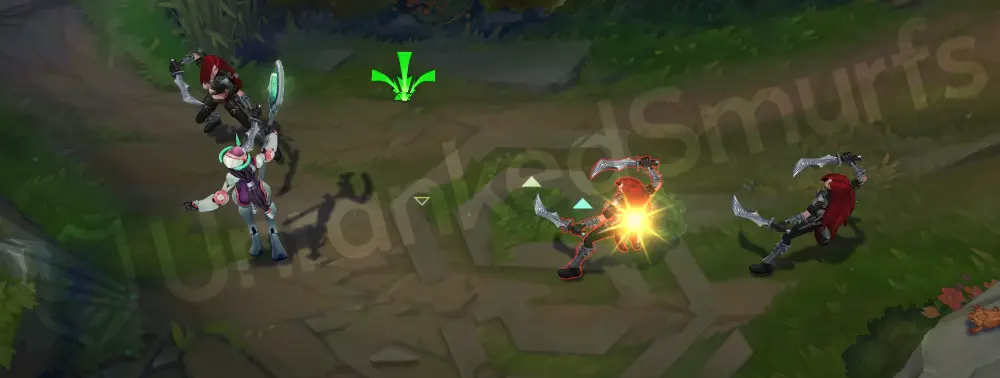 Program Soraka alternate basic attack angle showing teal tracer lines