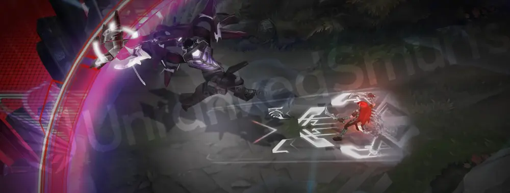 PROJECT: Mordekaiser R cast to the Death Realm with digital UI overlays