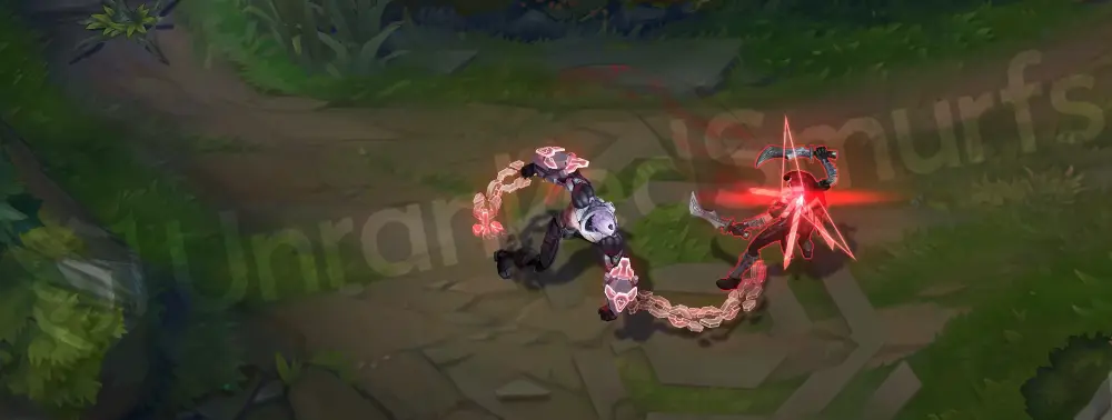 PROJECT: Sylas basic attacks with neon-pink energy trails and cybernetic chain impacts