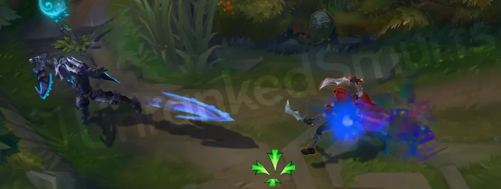 PsyOps Pyke Q release—thrown harpoon with distorted psychic trail