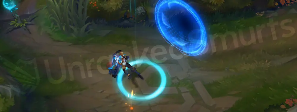 Pulsefire Lucian recall animation with time tech portal and holograms