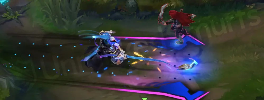 Pulsefire Thresh E flay showing a neon-blue holographic sweep