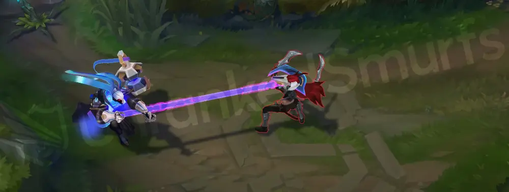 Pulsefire Thresh Q hook as an energy harpoon with holographic tether