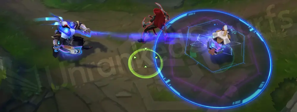 Pulsefire Thresh W high-tech orb lantern toss with blue shield