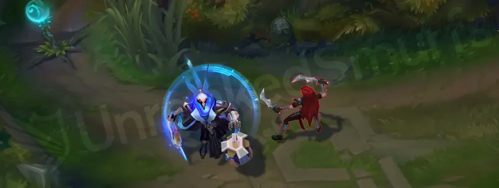 Pulsefire Thresh W particle details with circuit and shield glyphs