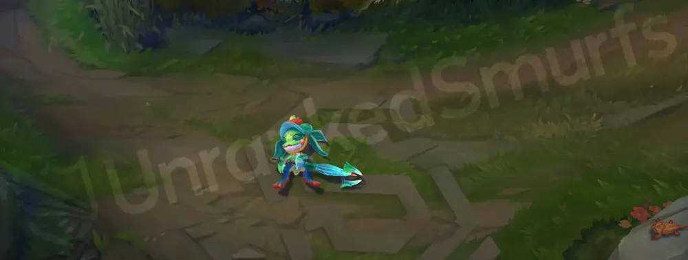 Rain Shepherd Fizz emote/joke pose with umbrella and frog charm