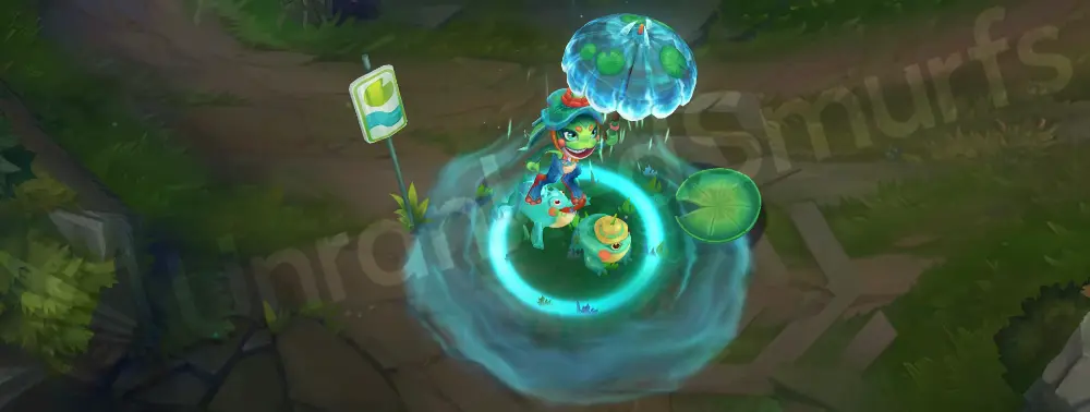 Rain Shepherd Fizz recall: hides from rain with two frogs, then rains only under his umbrella