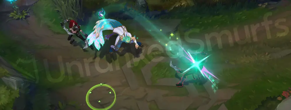 Redeemed Star Guardian Rakan basic attack trail with small star motes