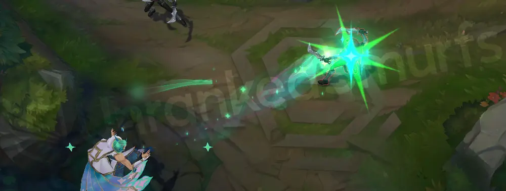 Redeemed Star Guardian Rakan Q projectile part 2 with sparkling trail