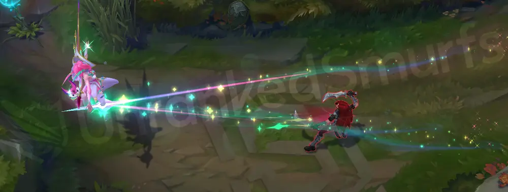 Redeemed Star Guardian Xayah E - Bladecaller with constellation feather returns (frame 2)