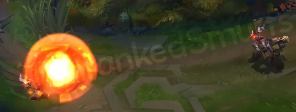 Resistance Jayce Q impact particles with brutal red-orange sparks
