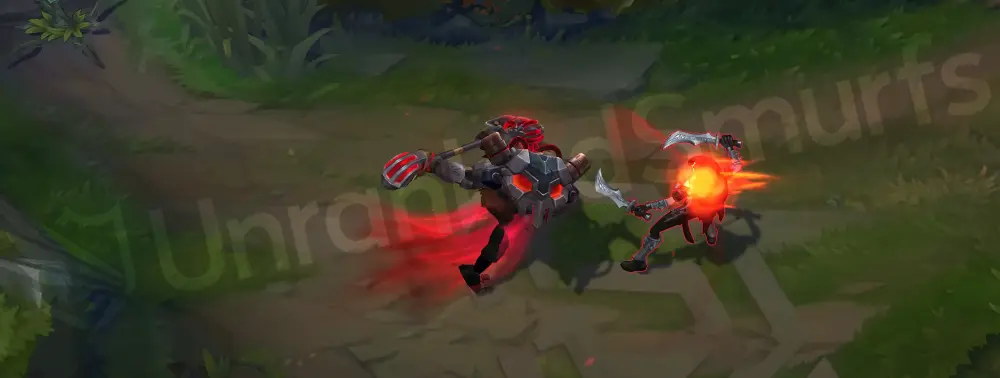 Resistance Yorick basic attack animation with red tracer and metallic hit sparks
