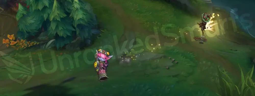 Riot Girl Tristana basic attack animation 2 showing muzzle flash and spark trail