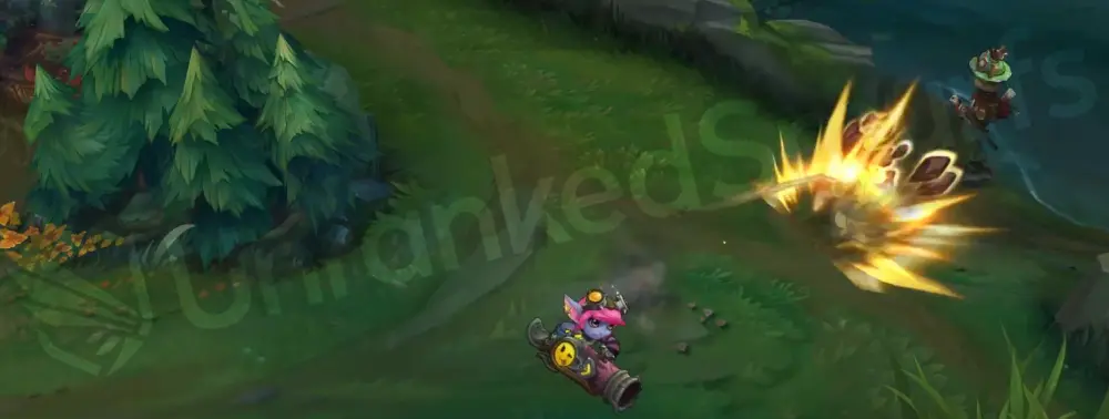Riot Girl Tristana R Buster Shot knockback and blast (part 2)