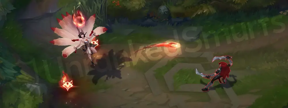 Risen Legend Ahri W animation part 1 with red-gold foxfire orbs