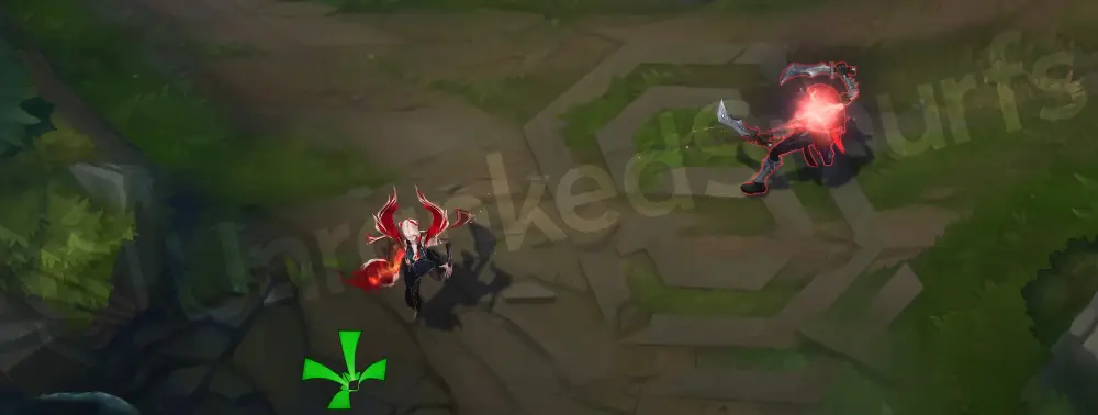 Risen Legend LeBlanc basic attack animation — follow-up projectile with golden spark (sequence 2)