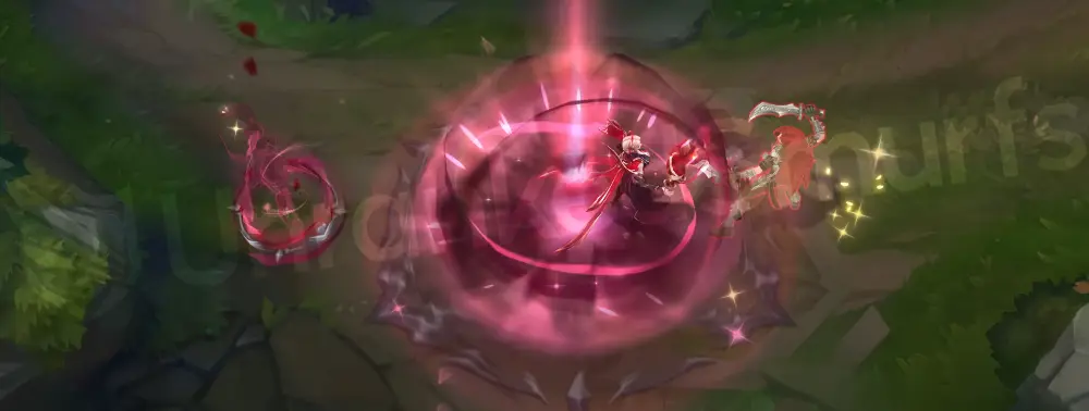 Risen Legend LeBlanc E animation — root impact with silver-gold burst (part 2)