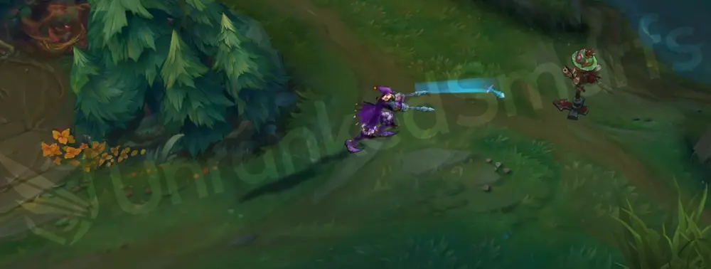 Royal Shaco Two-Shiv Poison (E) projectile in flight - angle 1