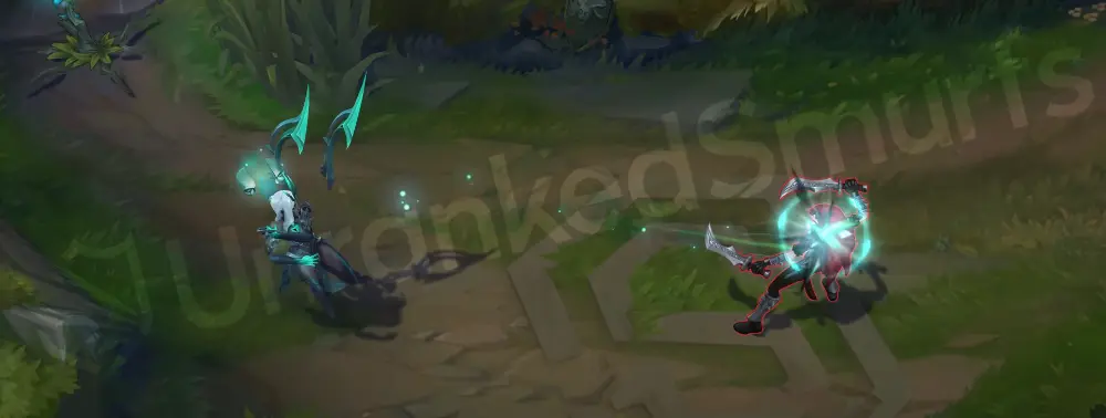 Ruined Karma basic attacks, part 2, showing corrupted impact sparks