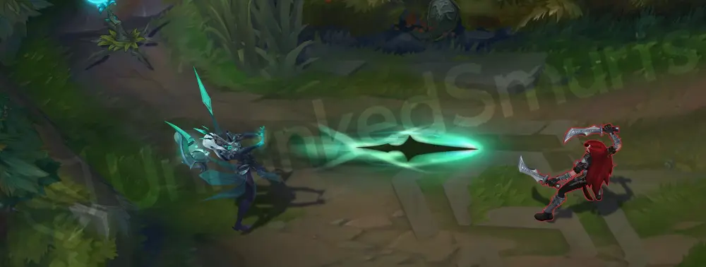 Ruined Karma Q, part 1, corrupted blast with sickly green hue