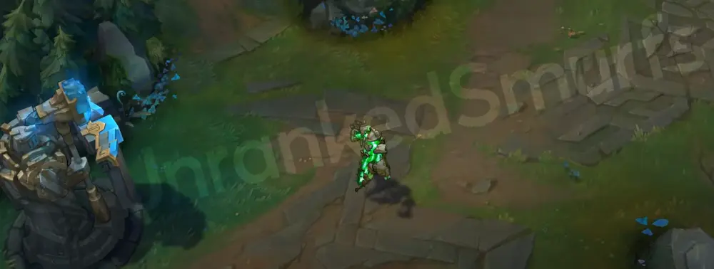 Runeborn Xerath full in-game view showing stone body, vines, and green runes