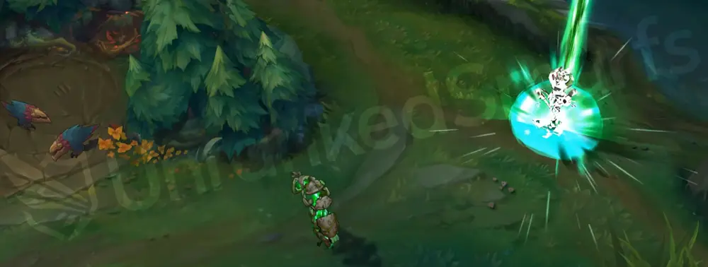 Runeborn Xerath W animation with green sigil impact zone