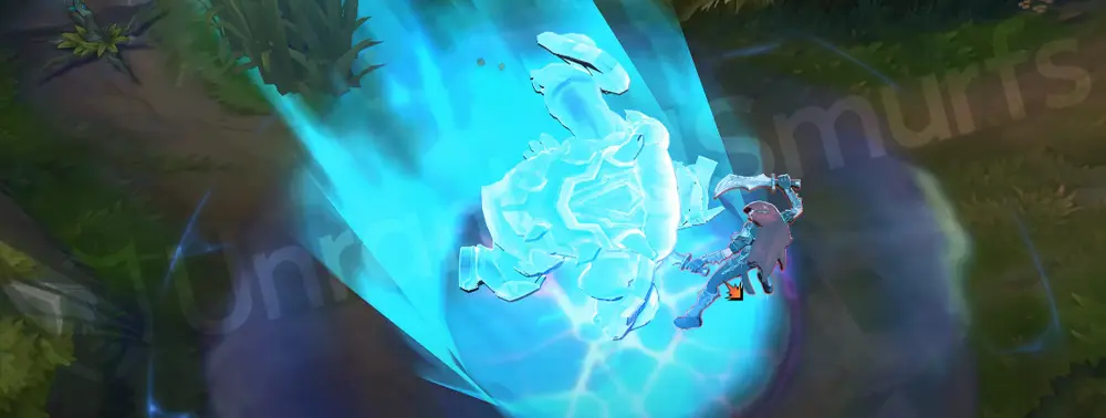 Runeguard Volibear R leap with storm glow and runic effects