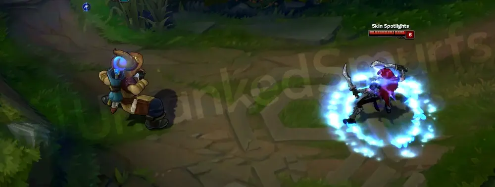 Ryze Whitebeard Q animation follow-up frame showing travel effect