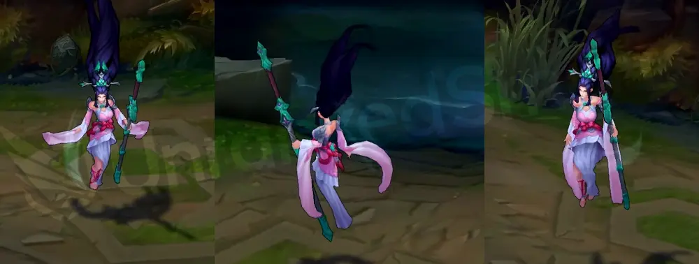 Sacred Sword Janna front and back in-game overview showing hanfu and jade staff