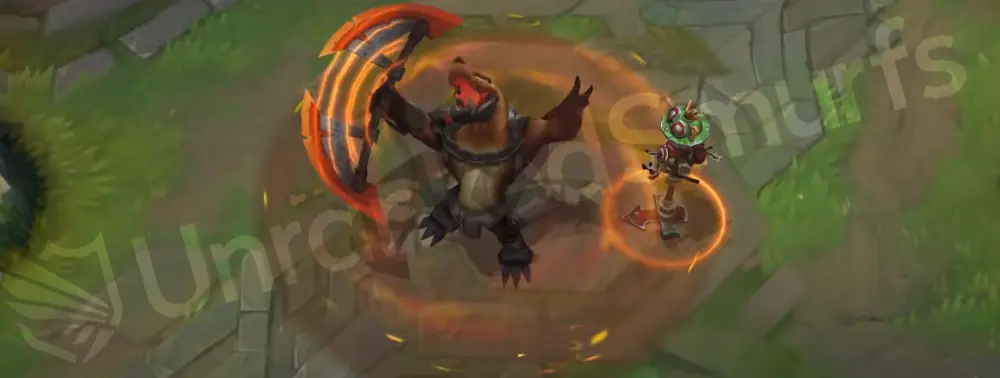 Scorched Earth Renekton R: Dominus transforms into a lava-fueled titan with erupting flames